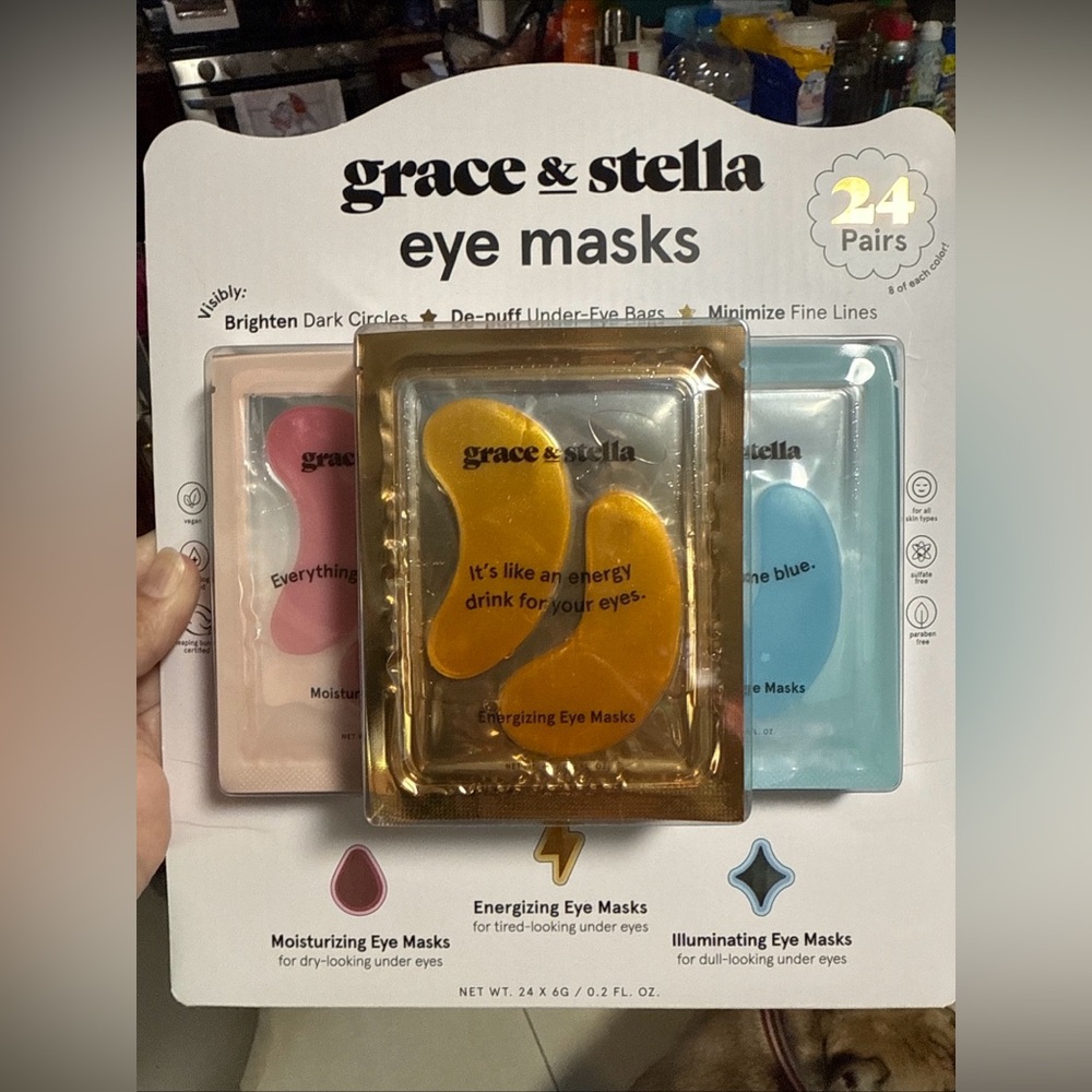 Grace & Stella Energizing Eye Masks Set - Gold, Pink, Blue